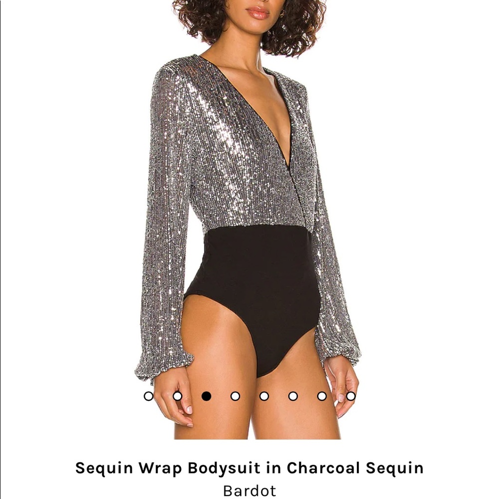 BARDOT SEQUIN WRAP BODYSUIT 😊